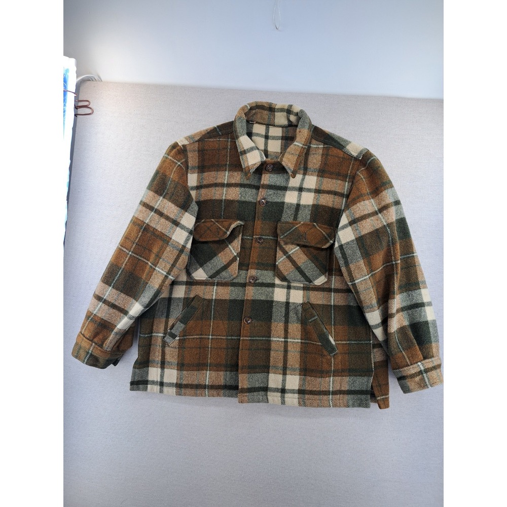 Vtg Amana Woolen Mill Shacket Mens Large - XL Jacket Plaid Flannel USA